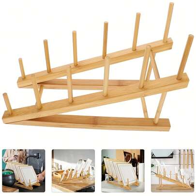 Expositor de bambu com 5/3 níveis - Expositor vertical resistente e compacto para telas a óleo e acrílicas - Suporte de armazenamento para decoração de estúdio de artista, peça decorativa de bambu para artesanato. Estante de bambu, fácil de montar, conveniente para guardar livros ao lado da cama ou sobre a mesa. Suporte de armazenamento de bambu multifuncional.