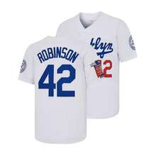 Boyfriend Style Men 42 Jackie Robinson Robinson Jersey Retro Casual Short Sleeves Button Down Boyfriend Style Men's Party Sports Baseball Jerseys White  Elastic Fabric - Delicate Embroidery Retro Sports Style,Fashionable, Casual, Loose Front Buckle, Suitable For Baseball And Casual Themed Activities Baseball Shirt - trắng - Xem 1