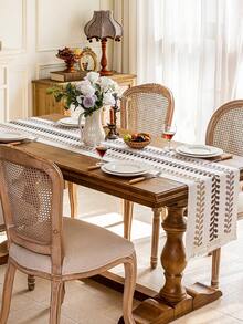 1 件咖啡色秋叶刺绣桌旗，农舍风格家居装饰，适用于餐厅、客厅、家庭聚会、派对、宴会，可机洗和重复使用，多种尺寸可选 - 咖色 - 查看 7