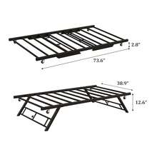 Twin Po-P Up Trundle Bed Frame,Trundle Day Bed With Lockable Casters,Foldable Metal Platform - Brown - View 2