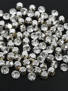 4mm, 5mm, 6mm, 7mm, 8mm White Glass Crystal Rhinestones With Silver Claw Base, Stainless Steel 4-Hole Claw Silver Base Glass Crystal Rhinestones, High Quality Non-Snagging Round Crystal Rhinestones For Clothing And Bag Decoration