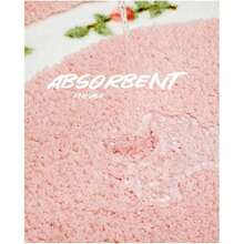 Rose Floral Area Rug - 17.71"X49.21" Super Soft Non-Slip Bath Mat, Absorbent Floral Runner For Bathroom, Bedroom, Kitchen, And Living Room Decor (Pink Or Green) - Màu hồng xinh xắn - Xem 5