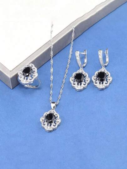 Hight Quality Zirconia Accessories Luxury Italian Brazilian 18K Gold Plated 4-Piece Set For Women Gift Chain Necklace And Earring Set Wedding & Engagement Jewelry