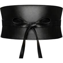 Wide Obi Belts For Women Thick Faux Leather Corset With Lace Up Wrap Style - White - View 6