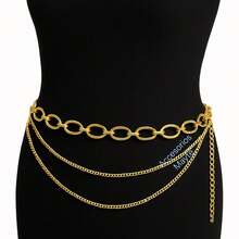 Oval Chain Belt With Two Chains - Gold - View 3
