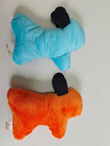 2件/1件宠物毛绒吱吱叫玩具，蓝色和橙色