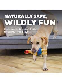 Outward Hound By Charming Pet Squawkers Earl Latex Squeaky Rubber Chicken Dog Toy, Funny Interactive Holiday Toy Dogs, Large Size - Bá tước Giáng sinh - Xem 14