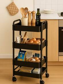 Carrito Organizador de 4 Niveles con Ruedas  Multiusos y Portátil - Negro - Ver 6