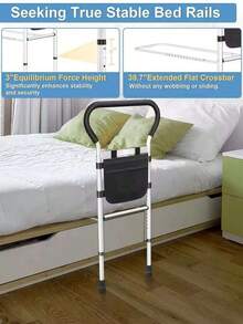 Safety Bed Rails Height Width Adjustable Bed Assist Rail - 黑與白 - 查看 5