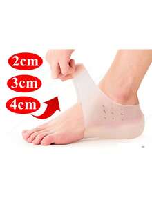 1双隐形增高鞋垫2.0cm-4.0cm，透明硅胶鞋跟垫，透气，减震，柔软，舒适，男女通用增高鞋垫 - 白色 - 查看 5