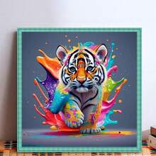 1pc Colorful Tiger Painting 5D Diamond Painting Kit, Suitable For Animal Lovers, [30*30cm/11.8*11.8in] [40*40cm/15.7*15.7in], Acrylic Diamond Mosaic Art For Adult Beginners DIY, Handmade Diamond Painting For Home Decor, Unframed Gift For Family And Friends