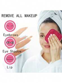 Milania 1/3/5pcs Set Soft Microfiber Face Makeup Remover Towels, With Hanging Loop, Skin-Friendly, Washable & Reusable - No Pattern - View 5