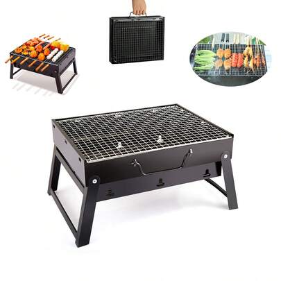 Asador Grande Portátil Plegable BBQ Parrilla De Carbón Ligera, parrilla de barbacoa portátil para exteriores, parrilla de carbón portátil plegable acero Inoxidable, para picnic al Aire Libre, jardín, terraza, camping