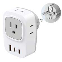 Germany France Power Adapter With USB C Ports - European Plug Adapter For US Travelers To EU, Spain, Iceland, Korea - Xem 1