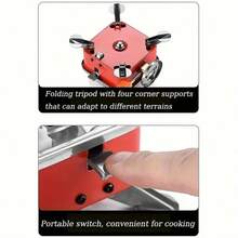 Mini estufa de camping plegable de acero inoxidable con paravientos portátil, 1 pieza para senderismo, picnic y cocina al aire libre, ligera y resistente al viento - Naranja - Ver 5