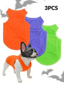 LUCKIE LABO 3 chiếc áo vest cách nhiệt thoáng khí chống rụng lông bằng polyester màu cam/tím/xanh lá cây cho mèo và chó trong nhà/ngoài trời - Nhiều màu - Xem 10