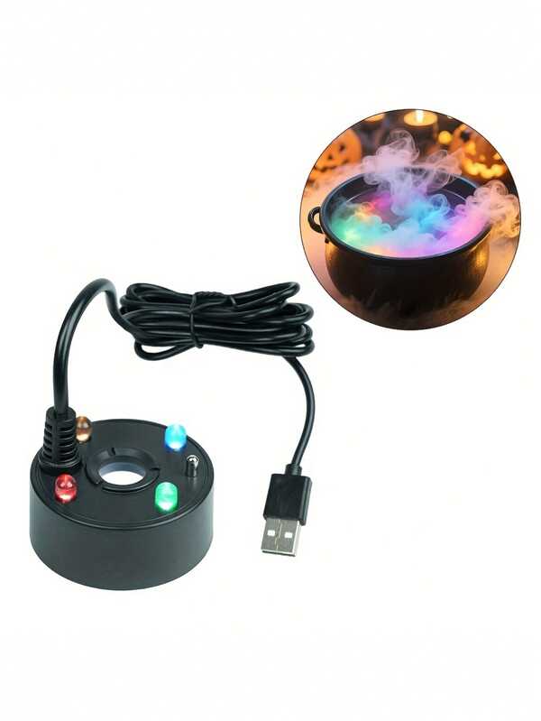 USB Powered Mist Maker, Multifunctional Mist Humidifier With Color Changing Lights, Suitable For Home Decor, Aquarium, Halloween Witch Cauldron, Fantasy Landscape, Portable Mister, Desktop Mist Fountain