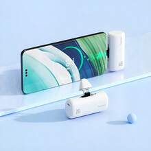 便携式充电器兼容 ，带二合一连接器，5000mAh 小型移动电源，快速充电兼容 16/15/14/13/12/11 系列、S25/24、Android，适合夏季假期户外旅行/露营和紧急备用移动电源，适合送给家人、朋友、生日户外的礼物 - 白色 - 查看 1