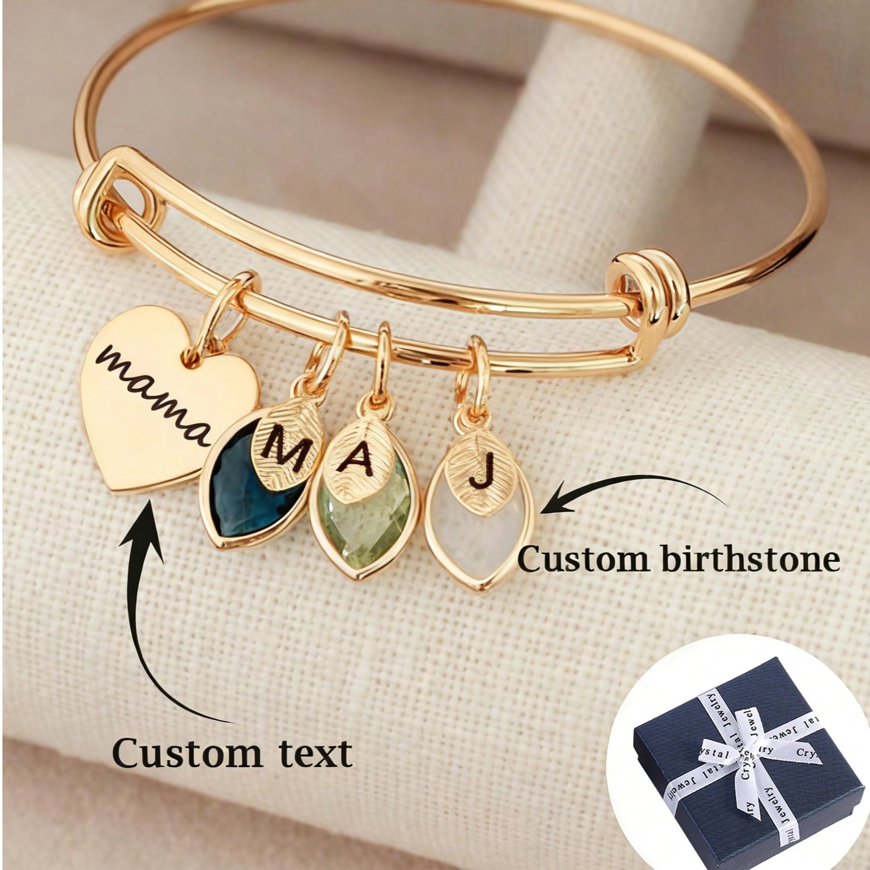 Pulsera personalizada con piedras de nacimiento para mamá, joyerĂa personalizada con piedras de nacimiento, regalo para la abuela, regalo del DĂa d