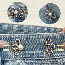 1/2/3/5 件裤腰收紧器，可调节腰带扣套装，用于牛仔裤的额外纽扣，使裤子、牛仔裤、袖子更紧的纽扣调节器（银色）可调节金属纽扣针，适用于牛仔裤和服装，时尚女孩配饰 - 彩色 - 查看 7