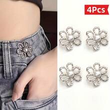 1/2/3/5 件裤腰收紧器，可调节腰带扣套装，用于牛仔裤的额外纽扣，使裤子、牛仔裤、袖子更紧的纽扣调节器（银色）可调节金属纽扣针，适用于牛仔裤和服装，时尚女孩配饰 - 彩色 - 查看 16