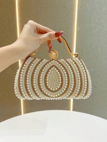 Pearl Evening Bag, One-Shoulder Crossbody Bag, Ideal For Weddings, Dinners, And Cocktails For Women - 1 Piece - 米色 - 查看 1