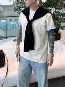 1 peça Cardigan xale casual de malha de cor sólida, poncho versátil de alta qualidade em estilo coreano para homens e mulheres