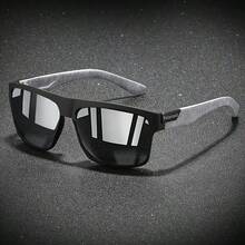 New European & American Square Men's Fashion Outdoor Sports Commuting Driving Fishing Cycling Sunglasses, Solid Color Contrast Retro Unisex All Season