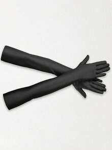 1双长手套女式缎面手套 21英寸长手套女式花式歌剧手套肘长手套服装 - 黑色 - 查看 3