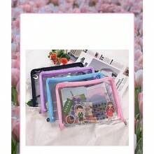 A5 Transparent Glitter PVC File Bag Student Stationery Storage Zipper Bag - Multicolor - View 6