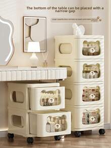 Multi-Purpose Storage Drawers,Removable Multi-Layer Drawer Storage Cabinet,3/4/5 Tier Drawers Storage Cabinet Rolling Utility Cart With Wheels, Movable Large Capacity Storage Cabinet For Snacks Toys Storage, Cartoon Trolleys Cream White Nightstands Rolling Cart With Drawers To Organize ,Room Easy Install High Quality And Movable , Multi-Purpose Organizer For Toys Clothes Diapers Sundries, Ideal Home Storage Solution For Small Spaces - Nhiều màu - Xem 5