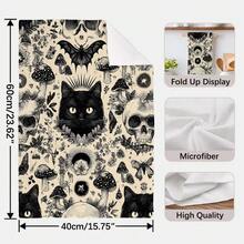 MEMNUN 2pcs Gothic Style Skull, Black Cat, Mushroom, Leaf Magic Potion Printed Kitchen Towels, Dish Towels, Hand Towels, Dish Cloths, 15.75*23.62in (40*60cm) Super Soft Absorbent Microfiber Modern Cleaning Cloths, Kitchen Accessories, Machine Washable, Suitable For Restaurant, Kitchen, Halloween Decor And Gifts, All Seasons - Multicolor - View 3
