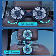 [Essential Car Accessories]360° Rotating 3-Speed Powerful Rear Seat Dual-Sided Car Cooling Fan - Suitable For Sedans, RVs, SUVs, With Adjustable Clips, Specially Designed For Rear-Seat Children As An Air Circulation Fan - Black - View 4