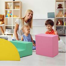 Juguetes de escalada de cuero de PU suave de 4 piezas para niños pequeños, bloques de escalada de espuma para bebés niños pequeños, estructuras de escalador de gimnasio impermeables de espuma para niños pequeños 3, juego de actividad de escalada y rastreo en interiores - Multicolor - Ver 6