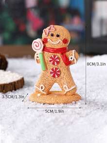 1PC Gingerbread Man Figurines, Christmas Gingerbread Man Ornaments, Resin Figurines Ornaments, Suitable For Room Decor Home Decor Bedroom Decor Christmas Decoration Christmas Giftsbirthday Gifts Wedding Birthday Decorations Christmas Decorations