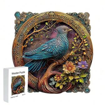 圣诞礼盒木质拼图孔雀动物家庭拼图生日礼物家居装饰个性化独特礼物家庭互动高难度游戏