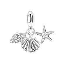 CYCUFF 1 Pc Silver Plated Charm Sea Shell Sea Star Pendant For Original Bracelet Necklace DIY Jewelry Making Fit Birthday Gifts Women Gift - Silver - View 6