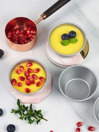 1/2/6pcs Non-Stick Pudding Cups, Round Cake/Tart Molds, Carbon Steel Caramel Jelly Pudding Molds, Suitable For Kitchen Baking And Pastry Tools, Oven And Refrigerator