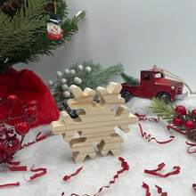 3pcs Unfinished Christmas Decorations, Winter Snowflake Decor, Christmas Tree, Snowflake, Star Craft Wood Slices, Layered Tray Decor, DIY Craft Wood Shapes, DIY Christmas Decor Blank Wood Slices, Home Decor, Room Decor, Christmas Ornaments - Wood Color - View 8