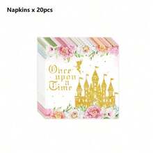 101PCS Pink Princess Birthday Party Decorations, Castle Party Plates And Napkins Party Supplies, Princess Party Ornaments, Crown Castle Paper Plates, Disposable Baby Shower, Girl Birthday Party Decorations - 黃色 - 查看 11