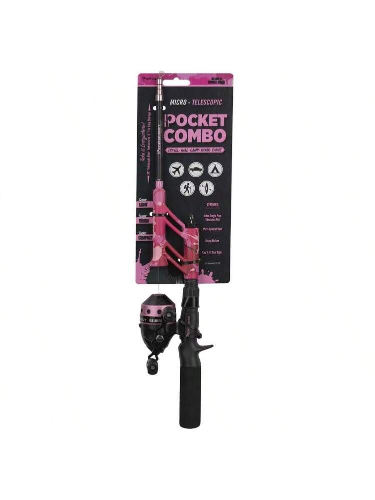 Pink Splat Pocket Combo Fiberglass Micro Telescopic Spincast