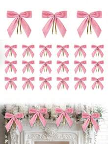 1/6/12个粉色小天鹅绒圣诞蝴蝶结，适用于圣诞树、花环、礼品包装、工艺品、婚礼、派对、扭结蝴蝶结，可用于糖果袋、烘焙食品袋、丝带蝴蝶结、圣诞树装饰、圣诞花环蝴蝶结装饰，适用于圣诞礼品包装、家居花环、栅栏、壁炉、婚礼派对装饰、家居装饰、圣诞装饰、房间装饰、冬季装饰 - JQ43 - 查看 1