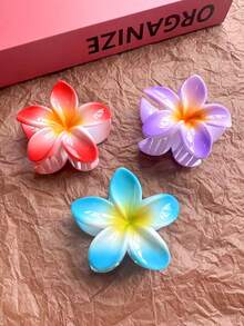 3 pezzi/1 pezzo Fermagli per capelli in plastica a forma di fiore di ibisco, 7,5 cm/2,95 pollici, blu/arancione/viola, leggeri, adatti per uso quotidiano, casual, festa, pendolarismo, spiaggia, coda di cavallo, chignon, lavaggio del viso, trucco, accessori per outfit, accessori per capelli alla moda, pinze per capelli, fermagli per capelli casual, fermagli per capelli a fiore, accessori autunnali per vacanze, per donna