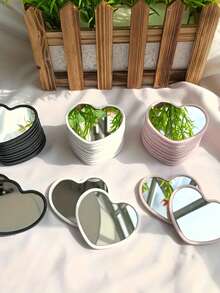 1 pieza/5 piezas/10 piezas/20 piezas/50 piezas Espejo compacto con forma de corazón, espejo portátil para estudiantes, espejo de bolsillo para viajes, espejo de maquillaje con forma de corazón