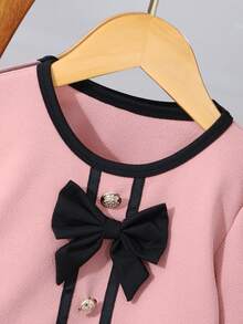 2 Stücke/Set Modisches, elegantes Jacken- und Farbblock-Rock-Set für Kleine Mädchen, Herbst/Winter