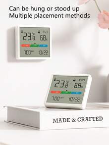 家用温湿度计彩色大显示屏，清晰显示温度、湿度和日历信息，精准监测室内环境变化，电子显示方便查看，营造舒适的生活空间