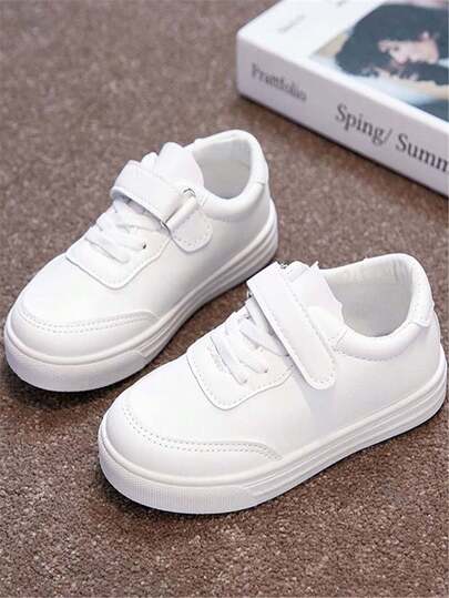 1 par de zapatos deportivos de moda para niños en primavera/otoño, zapatos casuales planos unisex para niñas, zapatos ligeros y cómodos de unicolor para niños con puntera redonda para estudiantes