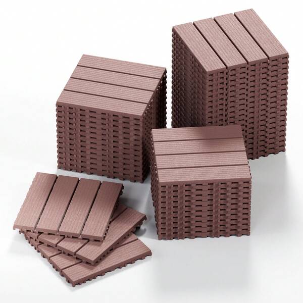 Baldosas de plástico entrelazadas para exteriores, para patio, piscina y terraza, superficie antideslizante de 30 x 30 cm, paquete de 44 unidades. Ideal para jardín y patio.