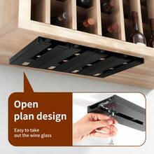 Under Cabinet Wine Glass Rack –4PCS Black Stemware Holder With Strong Adhesive For Kitchen And Bar Use - Black - View 4