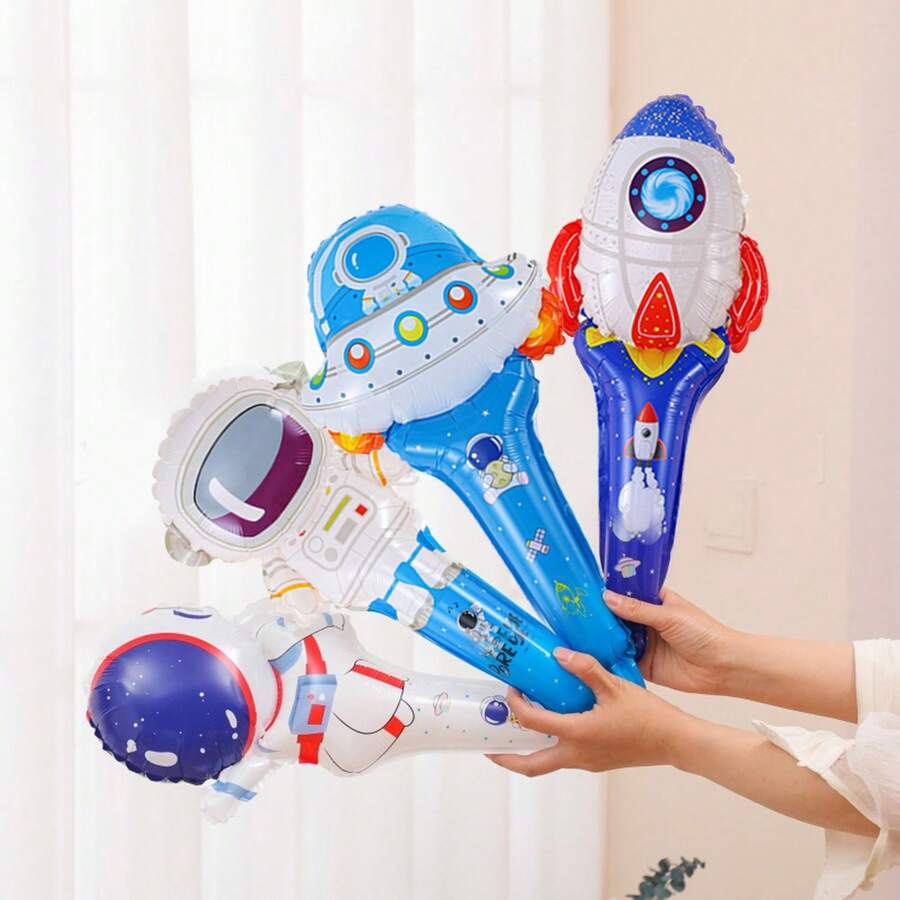 16 quả bóng bay lá kim loại cầm tay chủ đề không gian lớn, phi hành gia, UFO, tên lửa, thích hợp cho tiệc sinh nhật trẻ em, trang trí Halloween, trang trí Giáng sinh - Nhiều màu - Xem 1